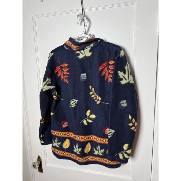 Vintage Fashion Bug Fleece Jacket Blue Leaf Cottagecore Gremlincore Goblincore S - Picture 7 of 7